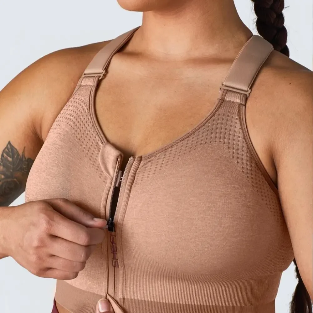 SHEFIT Low Impact Sports Bra Heathered Tan sz 4Luxe Brand New